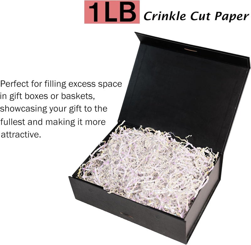 Bobobag - 1LB Crinkle Cut Paper Shred Filler Recyclable Gift Wrap Confetti Raffia Grass Shiny Shred Paper for Easter Baskets Filler Creative Eggs Decor(Diamond White) - Image 2